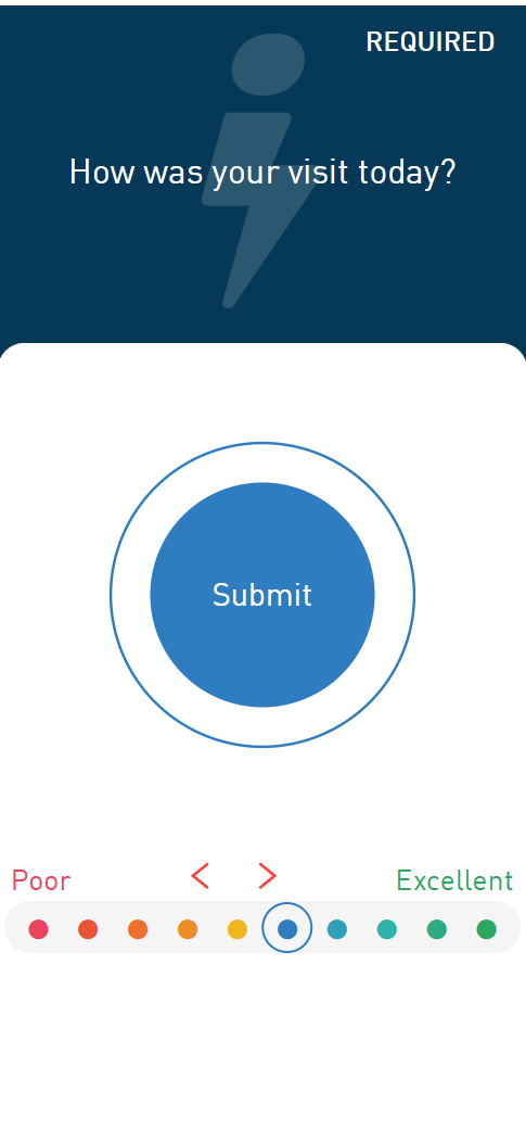 Infotap SmartForm rating question shown on a phone screen